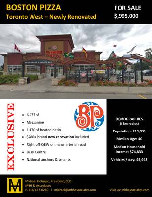 Boston Pizza- Sherway Gardens Etobicoke ,SOLD