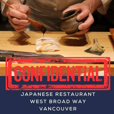 Vancouver Area Japanese restaurant for sale(CONFIDENTIAL)