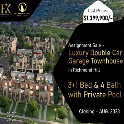 LUXURY DOUBLE CAR GARAGE TOWNHOUSE IN RICHMOND HILL