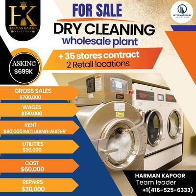 DRY CLEANING WHOLESALE PLANT FOR SALE